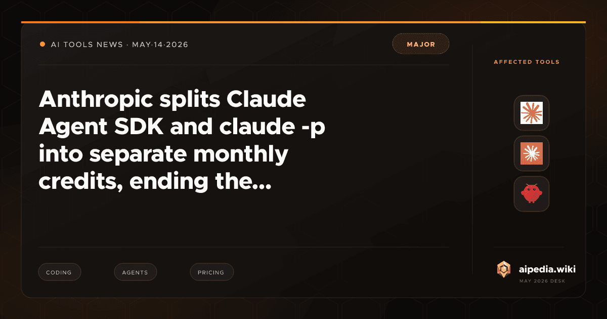 Anthropic splits Claude Agent SDK and claude -p into separate monthly ...