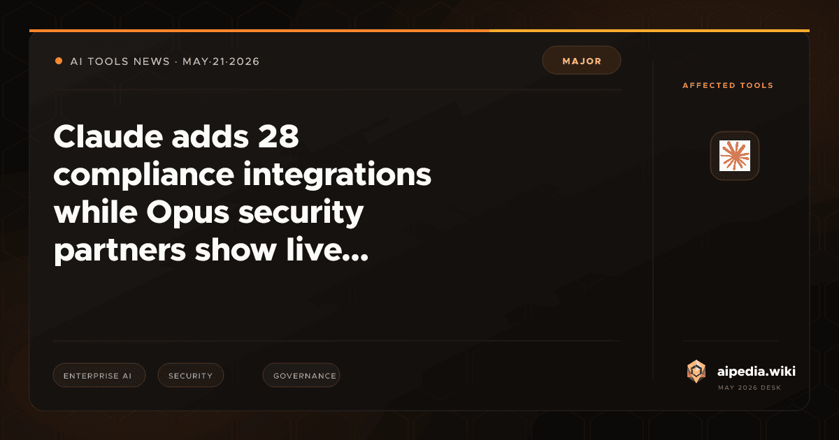 Claude adds 28 compliance integrations while Opus security partners ...