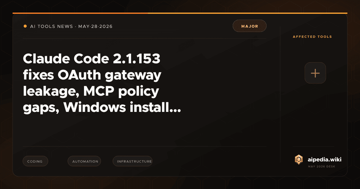 Claude Code 2.1.153 fixes OAuth gateway leakage, MCP policy gaps ...