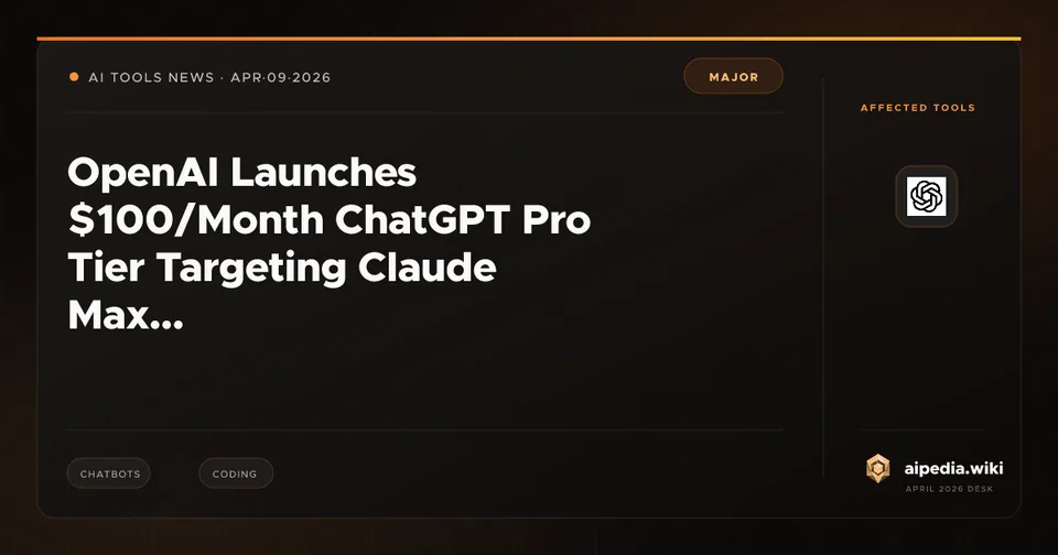 OpenAI Launches $100/Month ChatGPT Pro Tier Targeting Claude Max