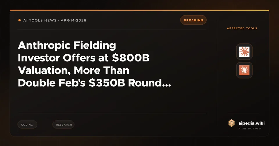 Anthropic Fielding Investor Offers at $800B Valuation, More Than Double Feb's $350B Round