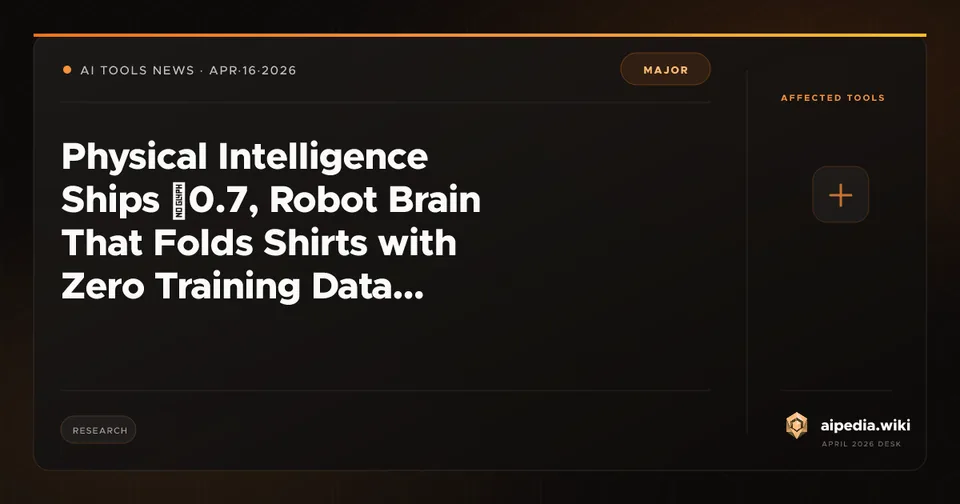 Physical Intelligence Ships π0.7, Robot Brain That Folds Shirts with Zero Training Data