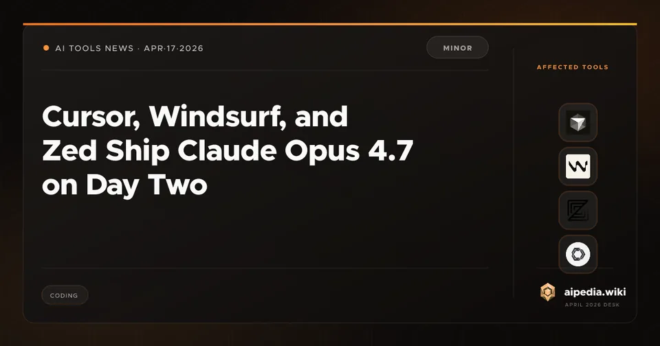 Cursor, Windsurf, and Zed Ship Claude Opus 4.7 on Day Two