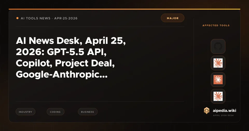AI News Desk, April 25, 2026: GPT-5.5 API, Copilot, Project Deal, Google-Anthropic megadeal