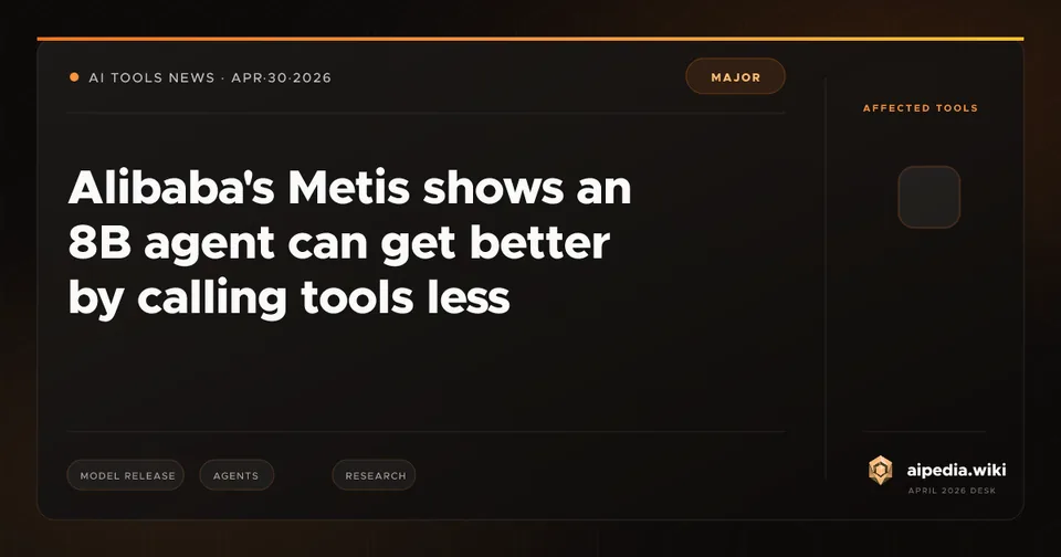 Alibaba's Metis shows an 8B agent can get better by calling tools less