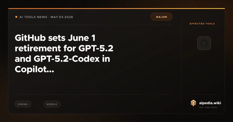 GitHub sets June 1 retirement for GPT-5.2 and GPT-5.2-Codex in Copilot