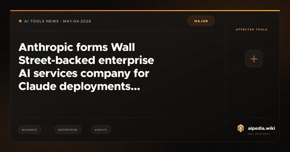 Anthropic forms Wall Street-backed enterprise AI services company for Claude deployments