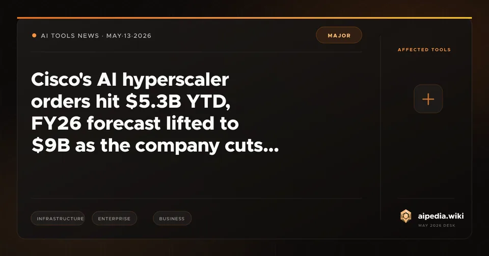 Cisco's AI hyperscaler orders hit $5.3B YTD, FY26 forecast lifted to $9B as the company cuts 4,000 jobs