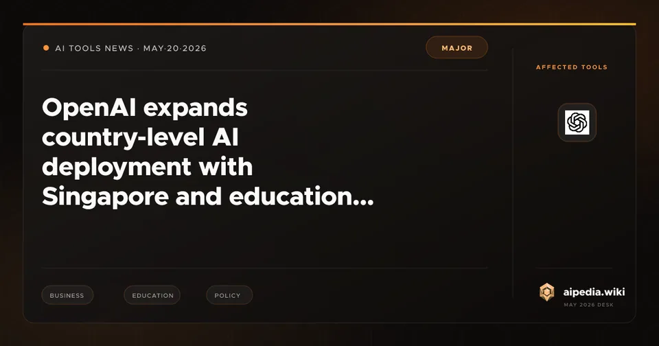 OpenAI expands country-level AI deployment with Singapore and education partnerships