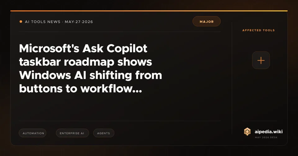 Microsoft's Ask Copilot taskbar roadmap shows Windows AI shifting from buttons to workflow surfaces