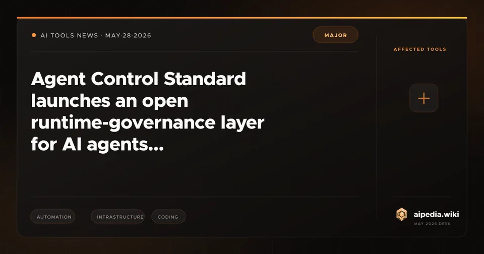 Agent Control Standard launches an open runtime-governance layer for AI agents