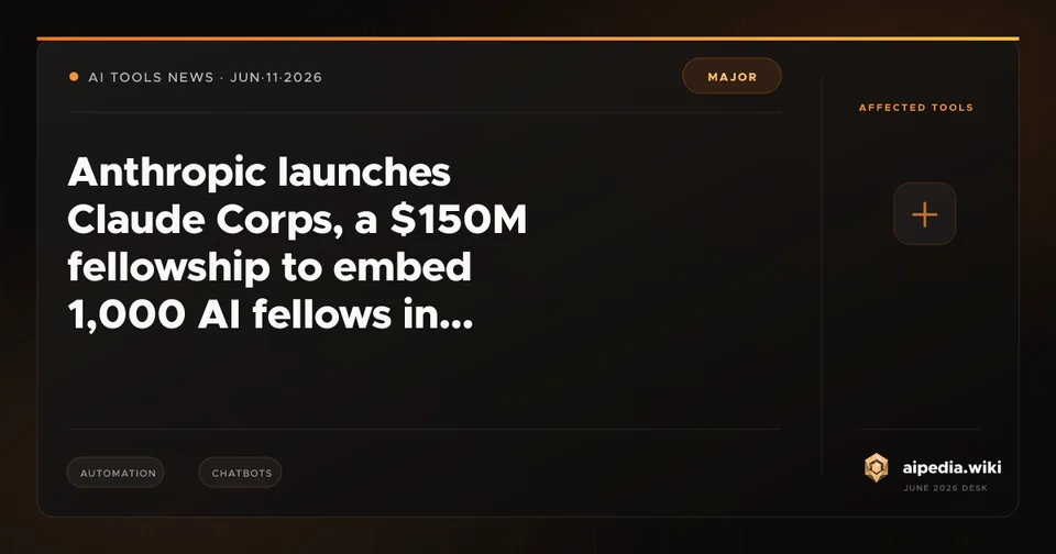 Anthropic launches Claude Corps, a $150M fellowship to embed 1,000 AI fellows in nonprofits