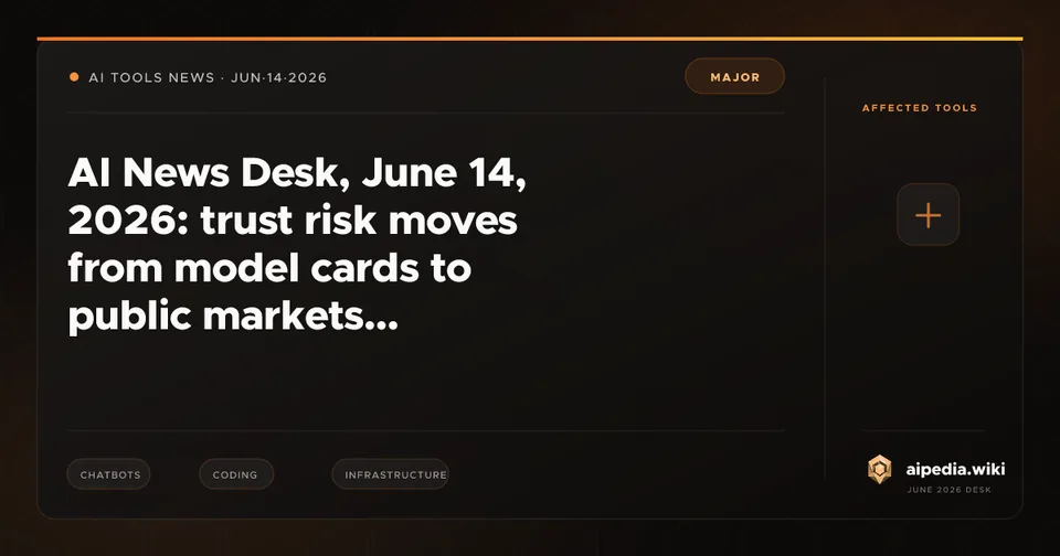AI News Desk, June 14, 2026: trust risk moves from model cards to public markets