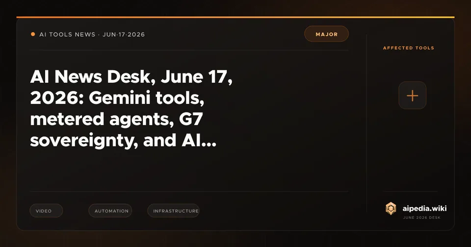 AI News Desk, June 17, 2026: Gemini tools, metered agents, G7 sovereignty, and AI factories