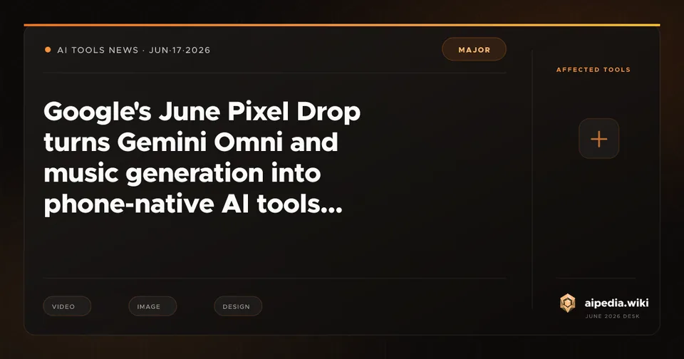 Google's June Pixel Drop turns Gemini Omni and music generation into phone-native AI tools