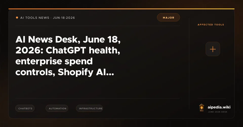 AI News Desk, June 18, 2026: ChatGPT health, enterprise spend controls, Shopify AI shopping, and Gemini Enterprise agents