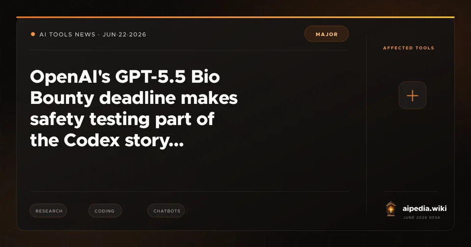 OpenAI's GPT-5.5 Bio Bounty deadline makes safety testing part of the Codex story