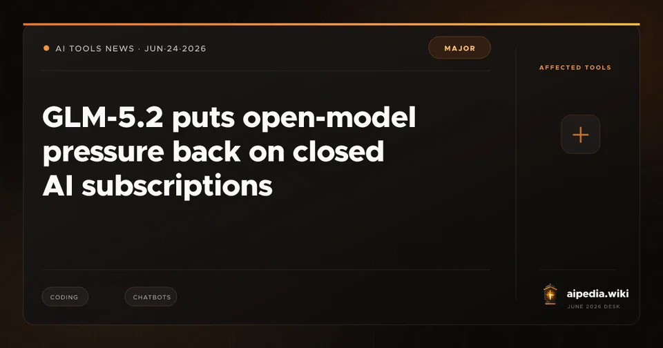 GLM-5.2 puts open-model pressure back on closed AI subscriptions