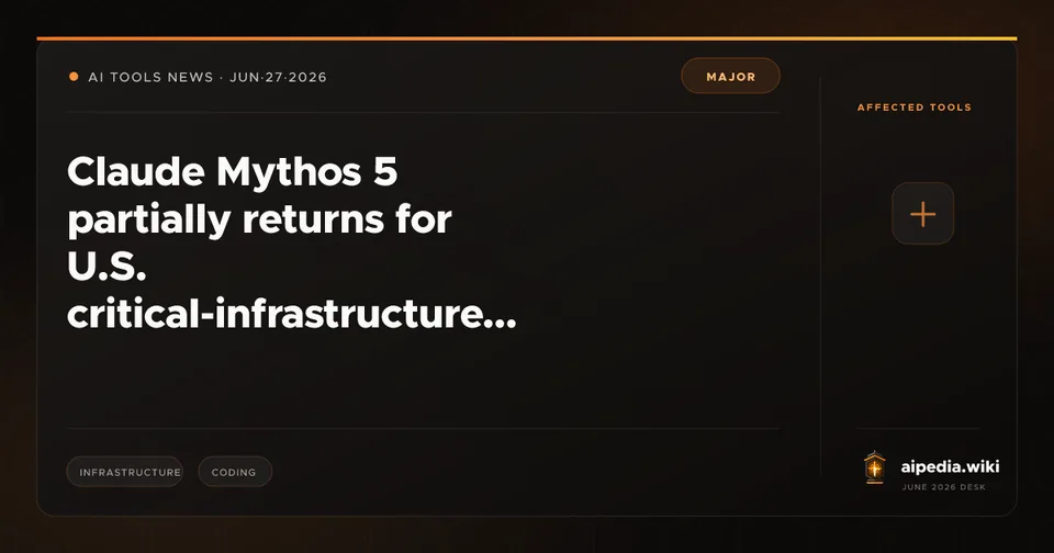 Claude Mythos 5 partially returns for U.S. critical-infrastructure defenders