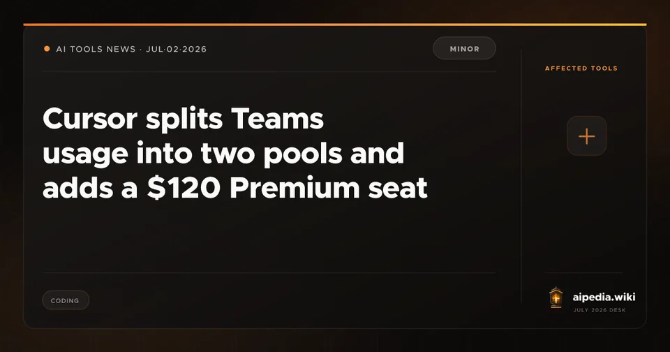 Cursor splits Teams usage into two pools and adds a $120 Premium seat